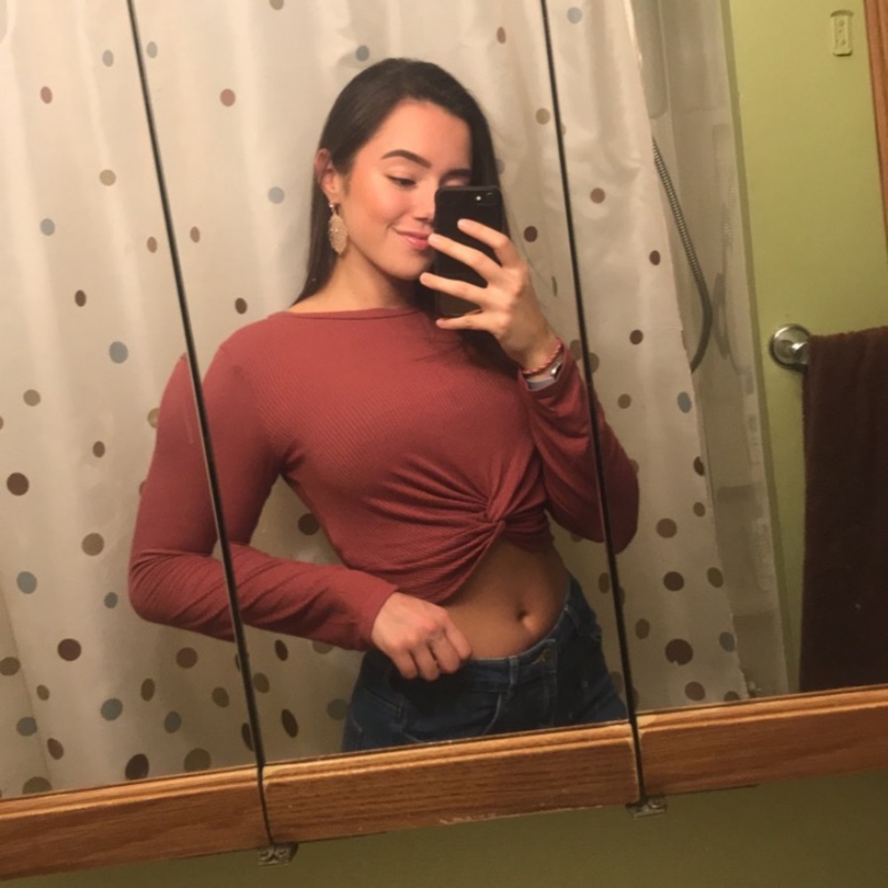 Pink/salmon Long sleeve crop top